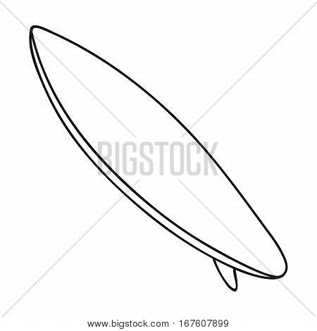 Surfboard icon in outline design isolated on white background. Surfing symbol stock vector illustration. - stock vector