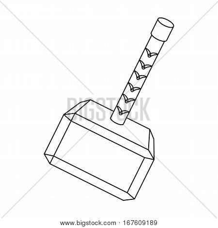 Viking battle hammer icon in outline design isolated on white background. Vikings symbol stock vector illustration. - stock vector