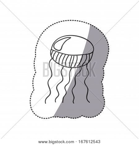 sticker silhouette jellyfish animal marine design vector illustration