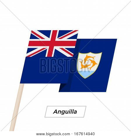 Anguilla Ribbon Waving Flag Isolated on White. Vector Illustration. Anguilla Flag with Sharp Corners