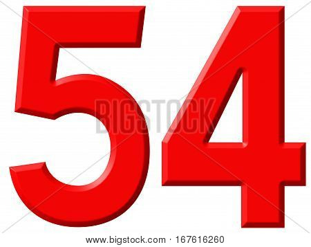 Numeral 54, Fifty Four, Isolated On White Background, 3D Render