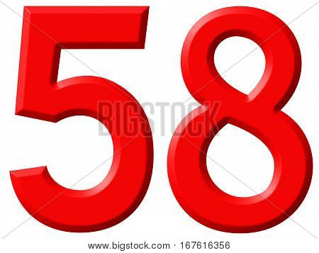 Numeral 58, Fifty Eight, Isolated On White Background, 3D Render