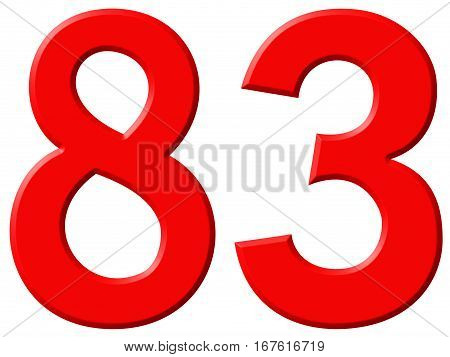 Numeral 83, Eighty Three, Isolated On White Background, 3D Render