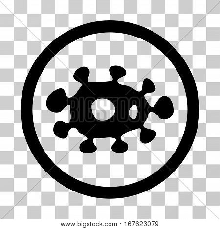 Virus rounded icon. Vector illustration style is flat iconic symbol inside a circle black color transparent background. Designed for web and software interfaces.