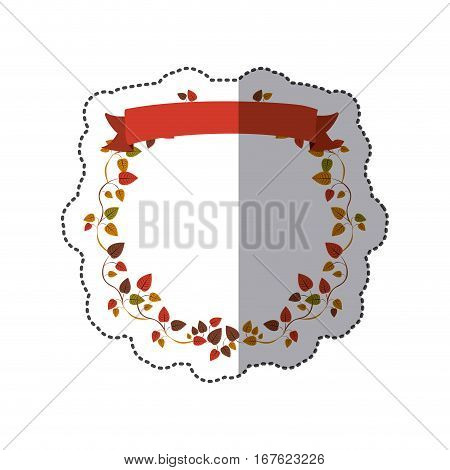 sticker autumn ornament creepers with label vector illustration