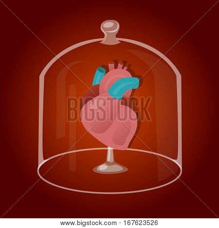 Red heart inside glass jar. Vector Illustration isolated on white background eps10