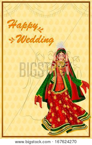 Vector design of Indian woman bride in Vidai wedding ceremony of India