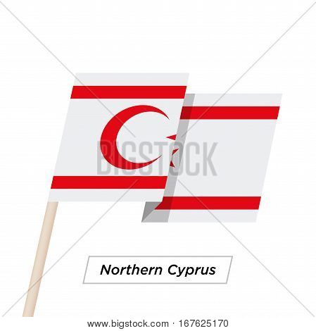 Northern Cyprus Ribbon Waving Flag Isolated on White. Vector Illustration. Northern Cyprus Flag with Sharp Corners