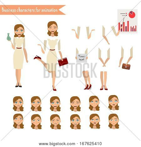 Pupil character for your scenes. Parts of body template for design work and animation