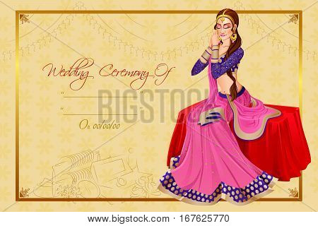 Vector design of Indian woman bride in wedding ceremony of India