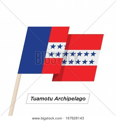 Tuamotu Archipelago Ribbon Waving Flag Isolated on White. Vector Illustration. Tuamotu Archipelago Flag with Sharp Corners