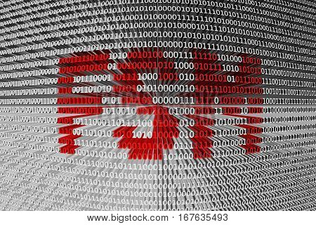 fsm in the form of binary code, 3D illustration