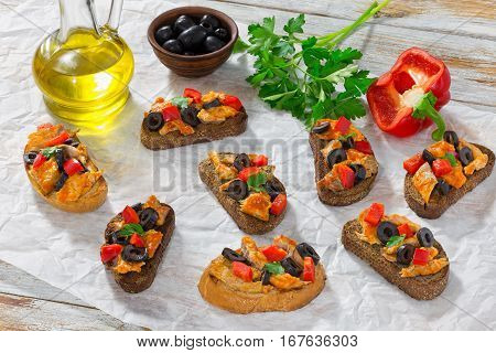 Delicious Tapas With Pieces Of Mackerel Fish