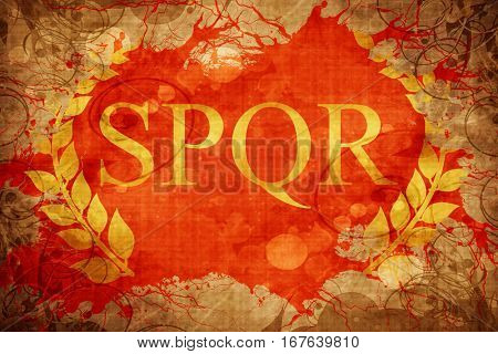 Vintage roman laurel wreath flag