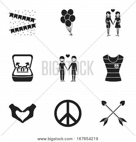 Gay set icons in black style. Big collection of gay vector symbol stock