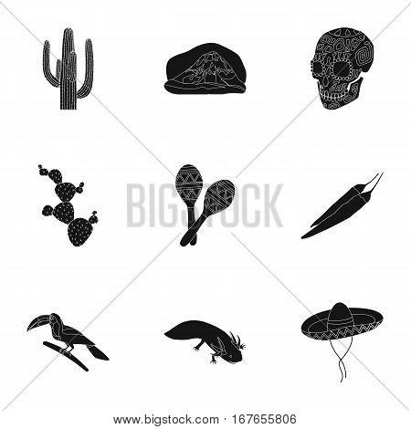 Mexico country set icons in black design. Big collection of mexico country vector symbol stock illustration