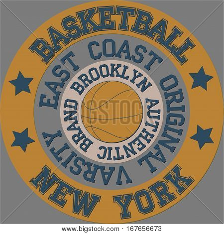 New york Brooklyn sport typography t-shirt  basketball - vector