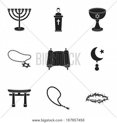 Religion set icons in black style. Big collection of religion vector symbol stock