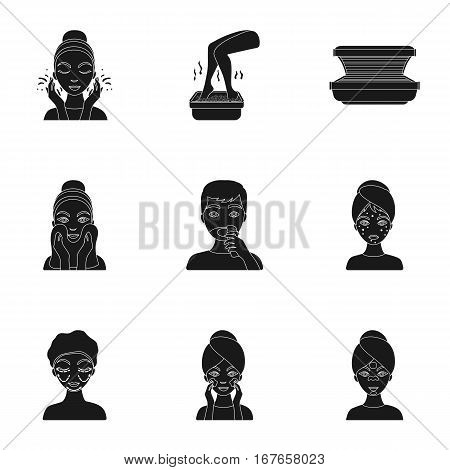 Skin care set icons in black style. Big collection of skin care vector symbol stock