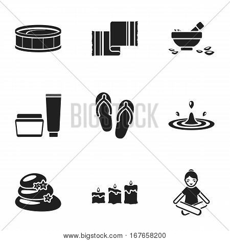 Spa set icons in black style. Big collection of spa vector symbol stock