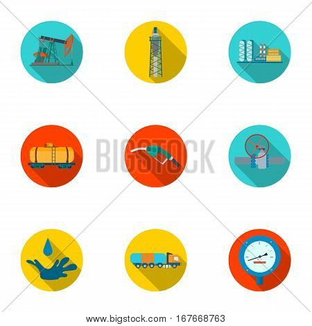 Oil industry set icons in flat design. Big collection of oil industry vector symbol stock illustration