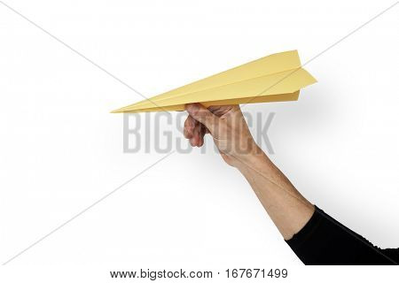 Human Hand Holding Papercraft Airplane Goals Target Aspirations