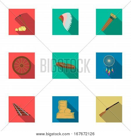 Wild west set icons in flat style. Big collection of wild west vector symbol stock