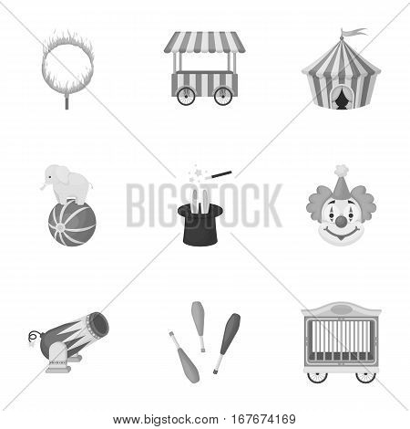 Circus set icons in monochrome style. Big collection of circus vector symbol stock