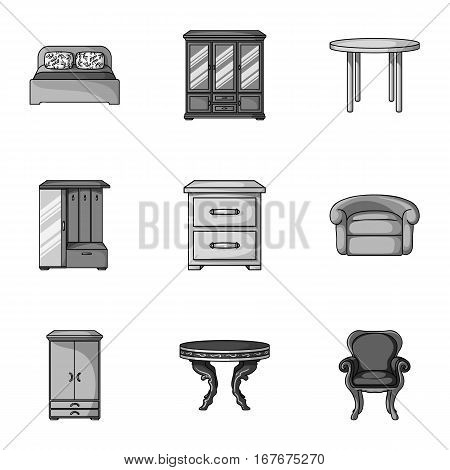 Furniture and home interior set icons in monochrome design. Big collection of furniture and home interior vector symbol stock illustration