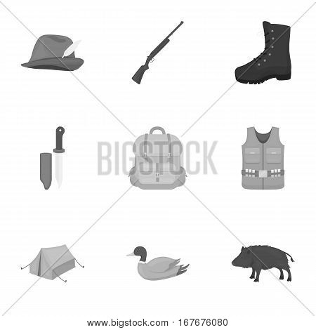Hunting set icons in monochrome style. Big collection of hunting vector symbol stock