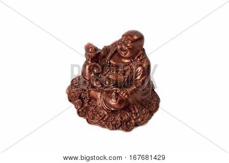Statue Laughing Buddha - Budai Or Hotei. Isolated Cheerful Monk.