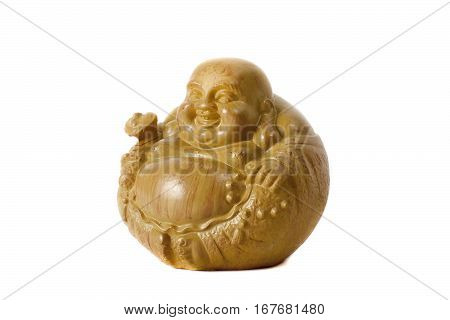 Statue Laughing Buddha - Budai Or Hotei. Isolated Cheerful Monk.