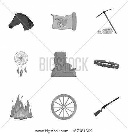 Wild west set icons in monochrome style. Big collection of wild west vector symbol stock