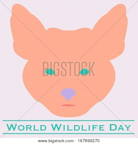 Vector illustration of World Wildlife Day with fox in pastels. March 3. Can be used for your design, card, banner, poster and calendar.