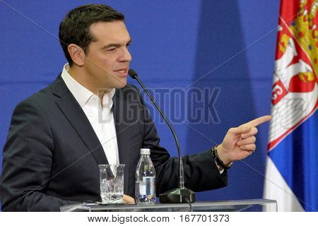 Belgrade, Serbia. January 31St - Greece Prime Minister Alexis Tsipras And Serbian Prime Minister Ale