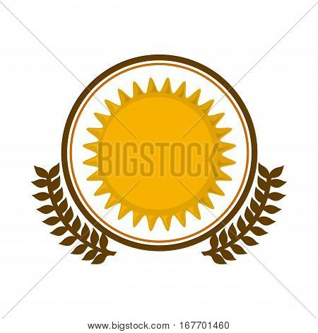 colorful silhouette circle with decorative olive branch and sun icon vector illustration