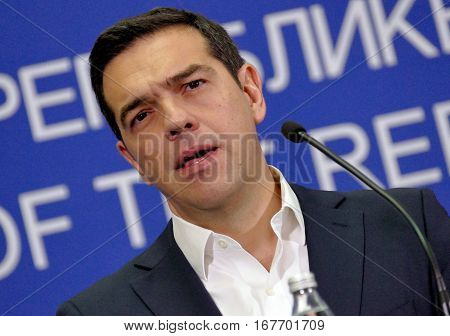 Belgrade, Serbia. January 31St - Greece Prime Minister Alexis Tsipras And Serbian Prime Minister Ale