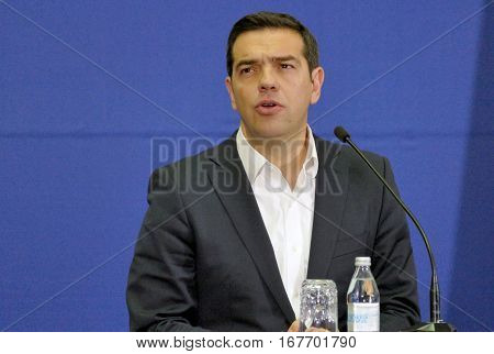 Belgrade, Serbia. January 31St - Greece Prime Minister Alexis Tsipras And Serbian Prime Minister Ale