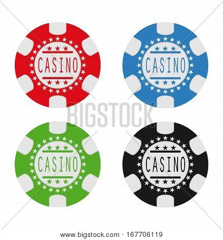 Set different color gambling chip poker casino text vector stock