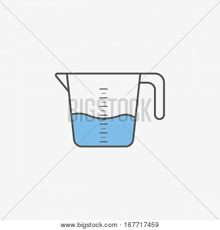 Simple icon of kitchenware measuring cup in flat style. Vector illustration.