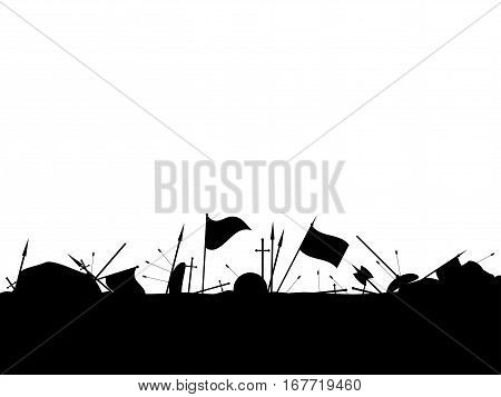 Medieval Battlefield. After The Battle. Vector Illustration