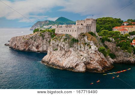 Fort Lovrijenac or St. Lawrence Fortress outside the western wall of the city of Dubrovnik in Croatia