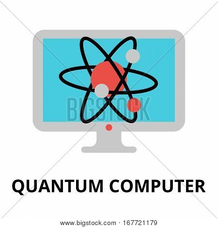 Modern flat editable vector line icon of future technology - quantum computer for graphic and web design