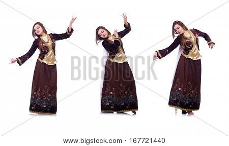 Young lady dancing traditional azeri dance