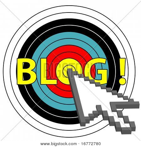 Strzałki pikseli kliknięć na temat blog rynku docelowego.