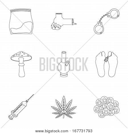 Drugs set icons in outline style. Big collection of drugs vector symbol stock