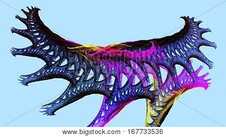 Dragon Scales. Sharp spikes. Coral. 3D surreal illustration. Sacred geometry. Mysterious psychedelic relaxation pattern. Fractal abstract texture. Digital artwork graphic astrology magic