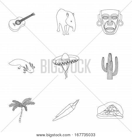 Mexico country set icons in outline design. Big collection of mexico country vector symbol stock illustration