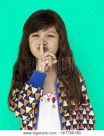 Little Girl Smiling Happiness Quiet Shut Up Secret Shh Portrait