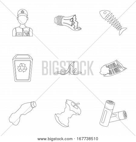 Trash and garbage set icons in outline design. Big collection of trash and garbage vector symbol stock illustration
